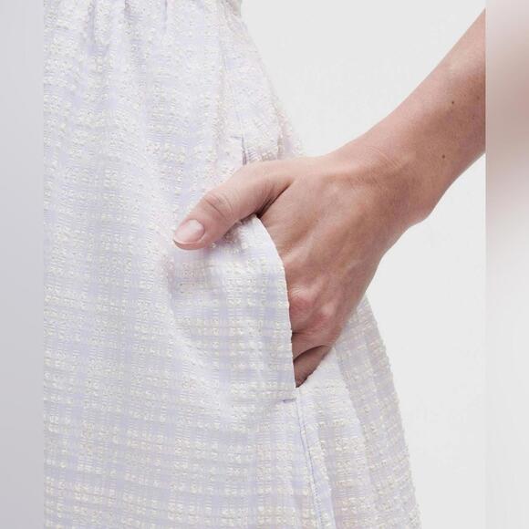 🆕🩷 Lululemon Seersucker Check Ruched MIDI Dress - Blister Check Lavender Frost - Picture 2 of 5